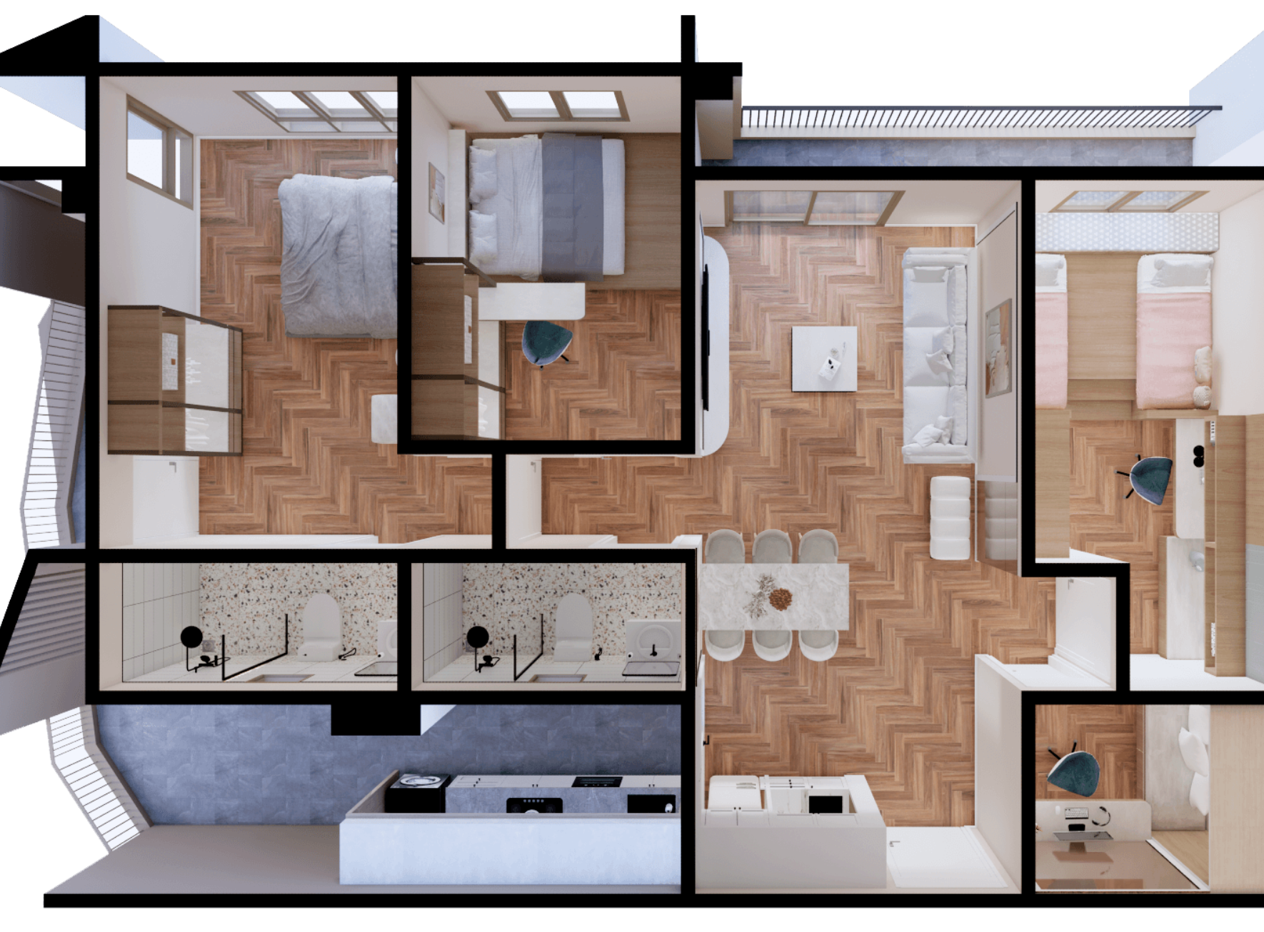 Aria Type B3 room layout render
